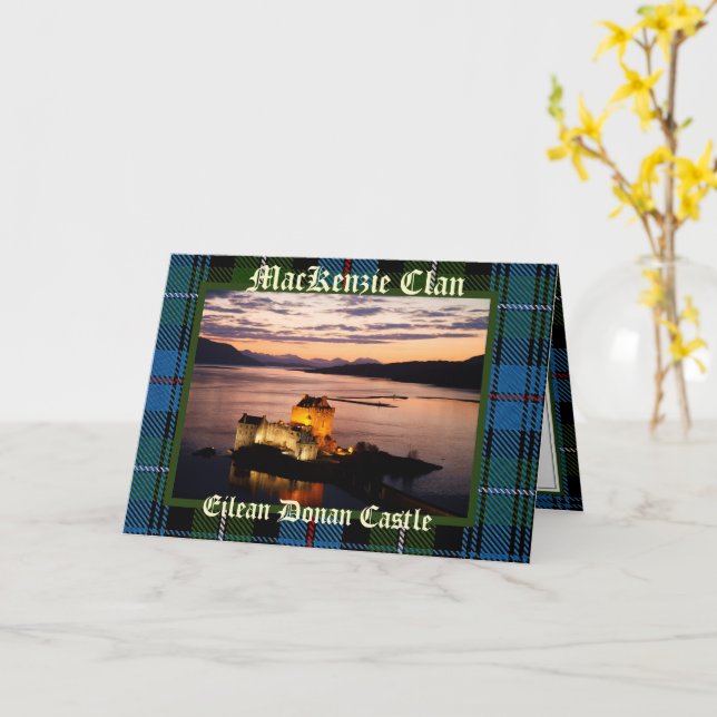 Cartão Escócia Castelo Eilean Donan - Carta do Clã MacKen (Flor Amarela)