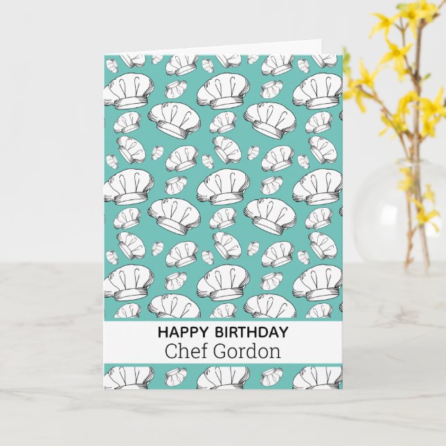 Cartão Escola de culinária Feliz Aniversário de Chef e Fo (Flor Amarela)