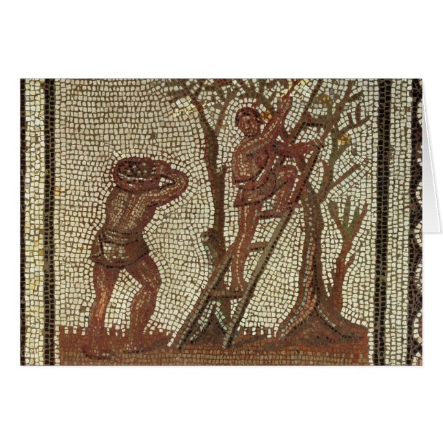 Cartão Escolhendo a fruta, mosaico romano (Frente Horizontal)
