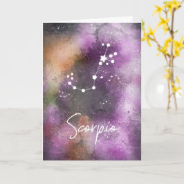 Cartão Escorpião Constelação Zodiac Roxo Galáxia