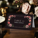 Cartão Escort De Casamento De Jardim Encantado Com<br><div class="desc">Esta elegante, caprichosa, Fantasia Encantada design de Jardim Floral é perfeita para uma celebração encantada de temas florestais ou uma festa de jardim. Esse design apresenta elementos florais vermelhos e escuros em uma moldura de folhas verdes e sotaques de rosa ouro contra fundo vermelho-escuro. Correspondência de itens no nosso compro...</div>