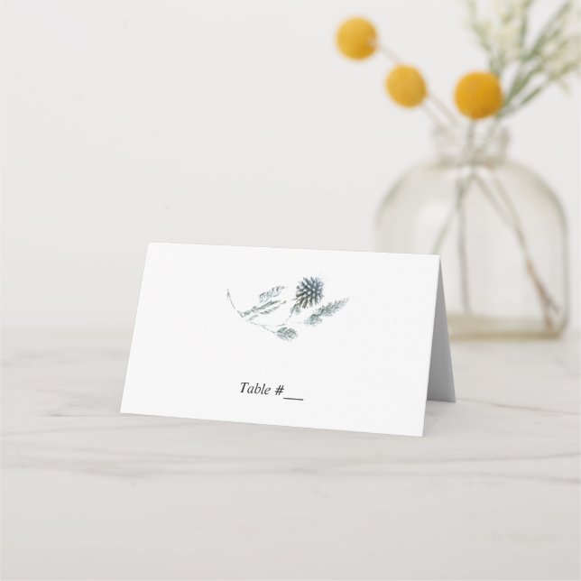 Cartão Escort de Elemento Botânico Floral Azul/ (Frente)