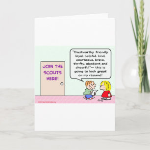 Cartão escoteiros juntam-se ao currículo do excelente