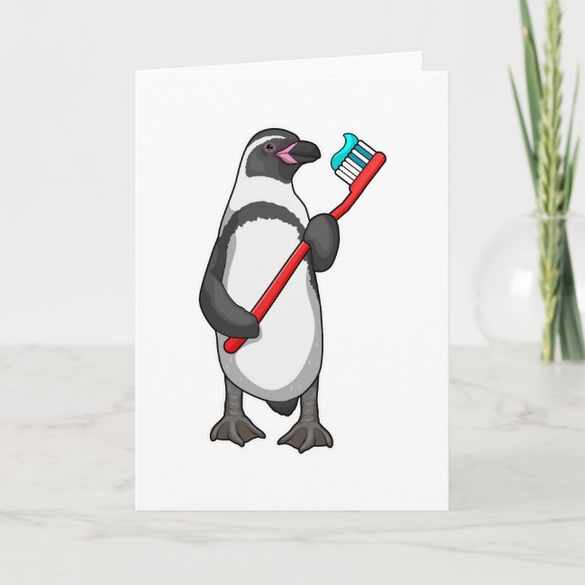 Cartão Escova de dentes Pinguim (Frente)