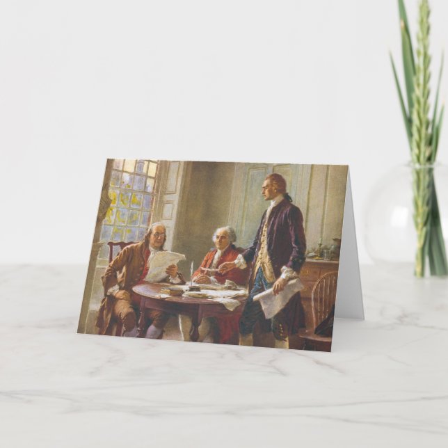 Cartão Escrevendo A Declaração De Independência (Frente)