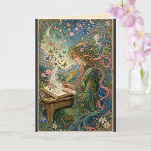 Cartão Escrevendo o Mundo Art Nouveau