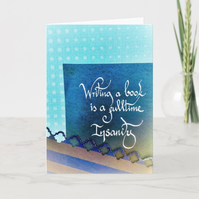 Cartão Escrevendo um autor de livro vibes blue (Frente)