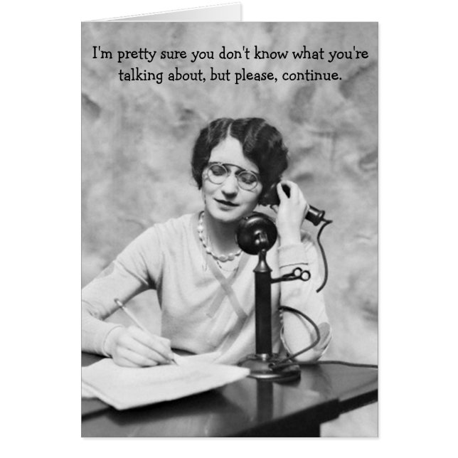 Cartão Escritório do vintage - sarcasmo no telefone, (Frente)