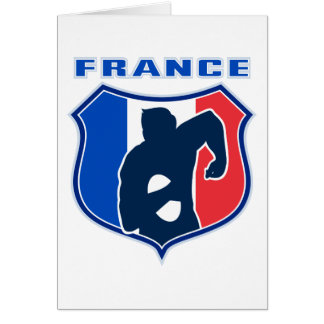 Cartão escudo de bandeira francesa do rugby player frança