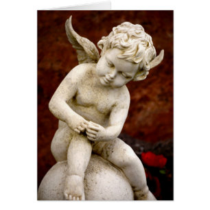 Cartão Escultura de Anjo Cupido, Memorial, Condolência