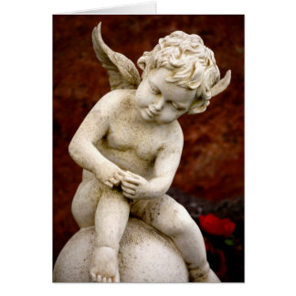 Cartão Escultura de Anjo Cupido, Memorial, Condolência