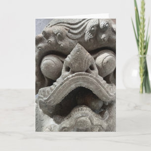 Cartão Escultura de Rocha de Granito do Dragão Cachorro F