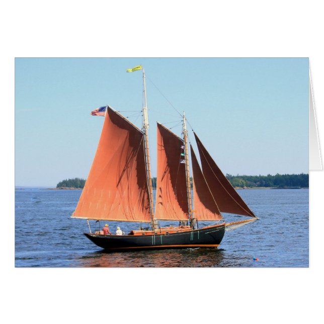 Cartão escuna negra com velas vermelhas (Frente Horizontal)