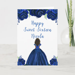 Cartão Escuridão Princesa Marinho Azul Floral Doce Dezess
