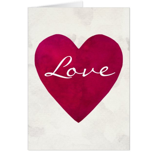 Cartão Escuro - coração vermelho do amor da aguarela (Frente)