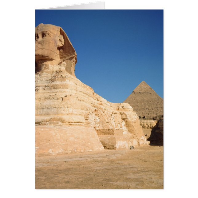 Cartão Esfinge e a pirâmide de Khafre, Giza (Frente)