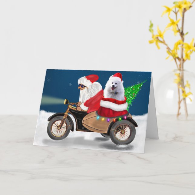 Cartão Eskimo americano Cachorro Natal Papai Noel (Flor Amarela)