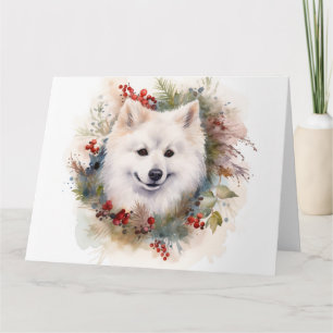 Cartão Eskimo Natal Americano Wreath Festivo Pup