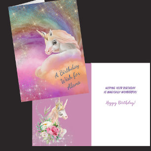 Cartão Esmagador Rainbow Universo Unicorn Fantasy Anivers