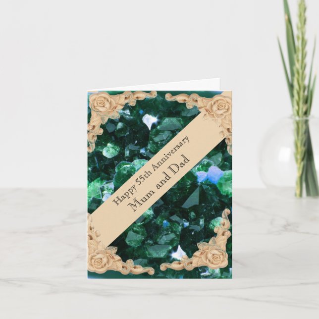 Cartão Esmeralda de 55º aniversário de casamento (Frente)
