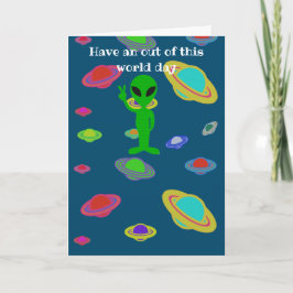 Cartão Espacial de Aniversário Alien