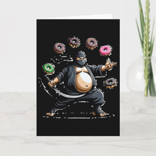 Cartão Espada Ninja Gorda e Shuriken de Donut Amantes de