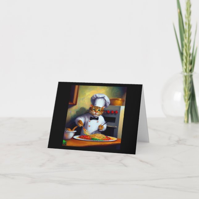 Cartão Espaguete de Cozinhar Gato (Frente)