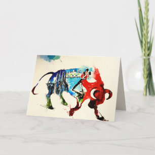 Cartão Espanha Bull Viagens vintage Love Watercolor