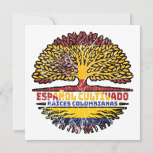 Cartão Espanha Colombiana Bandeira da Árvore Espanhola