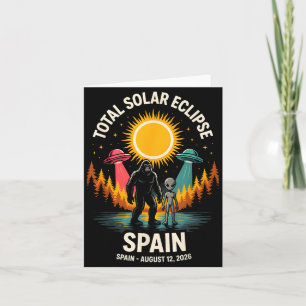 Cartão Espanha Eclipse Total do Sol 2026 Pé Grande Aliení