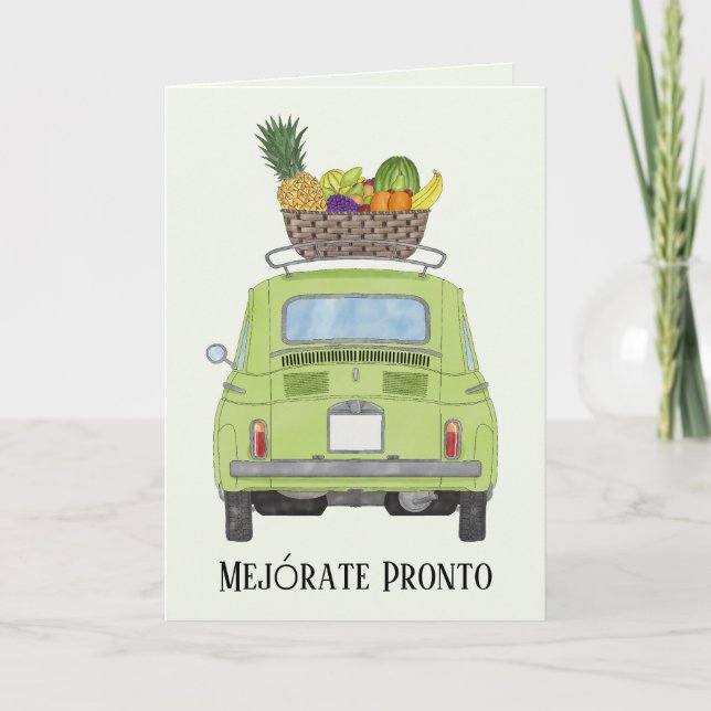 Cartão Espanhol recebe bem Red Retro Fiat 500 (Frente)