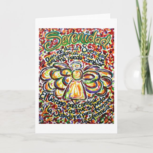 Cartão Español Serenity Prayer Angel Greeting Note Cards (Frente)
