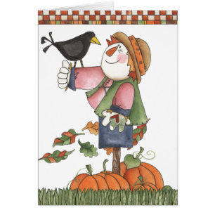 Cartão Espantalho e corvo