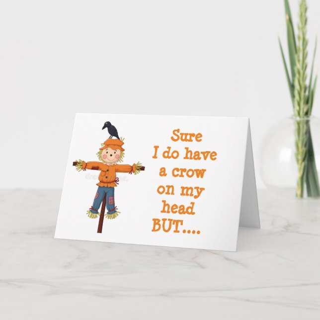 CARTÃO ESPANTALHO E CORVO COM "PARABÉNS" (Frente)