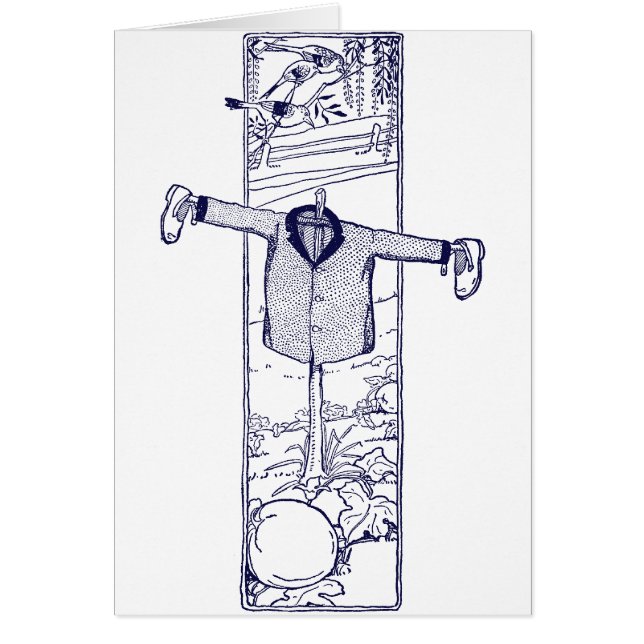 Cartão Espantalho no jardim (Frente)