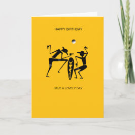 Cartão Espantoso Silhouette Dancers Orange Birthday
