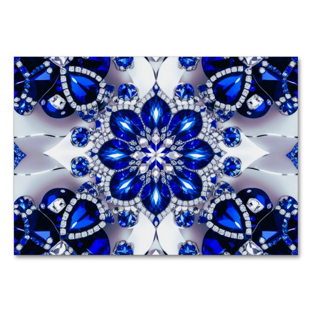 Cartão especial de mesa com cores brancas azuis (Frente)