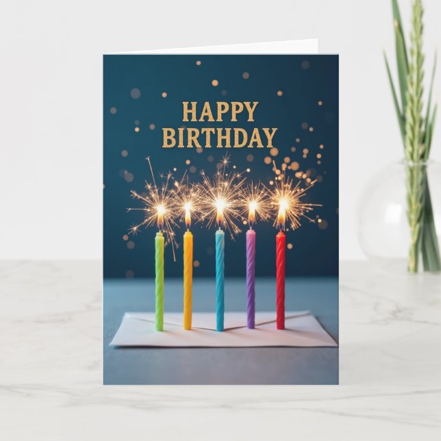 Cartão Espelhante de Desejo de Aniversário (Frente)