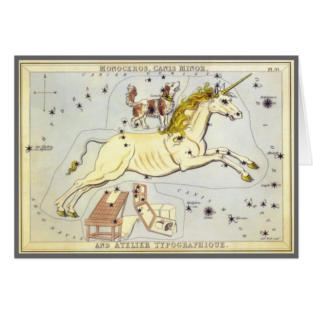 Cartão Espelho da Urânia, Mapa Celestial da Astronomia Vi (Frente Horizontal)