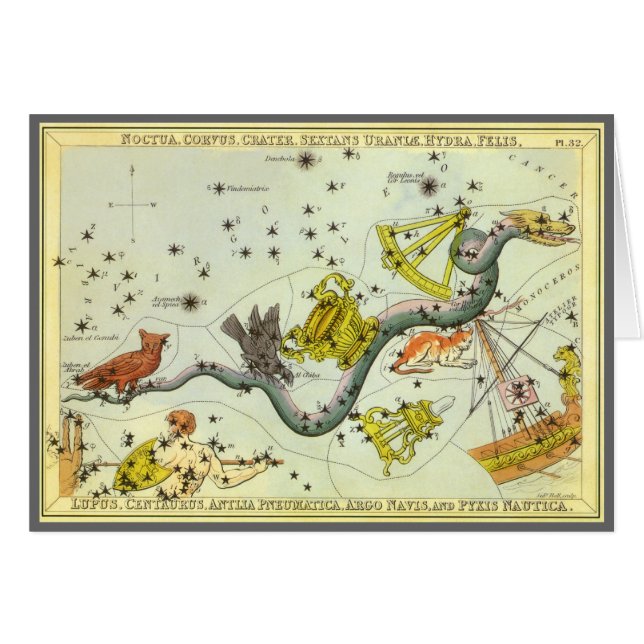Cartão Espelho da Urânia, Mapa Celestial da Astronomia Vi (Frente Horizontal)