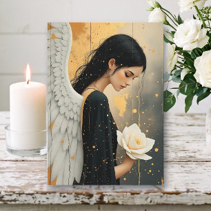 Cartão Esperança e Encorajamento Anjo e Rosa Lindos