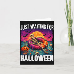 Cartão Esperando Pelo Verão do Halloween Esqueleto Homens