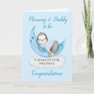 Cartão Esperando que as Mamães e Pais dos pais sejam azui