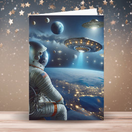 Cartão Espero que seu aniversário esteja fora deste mundo