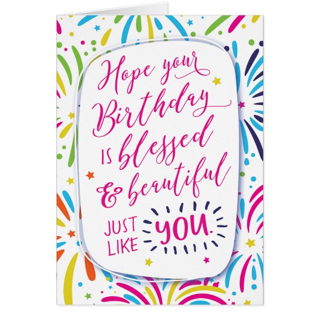 Cartão Espero que seu aniversário seja abençoado e bonito (Frente)