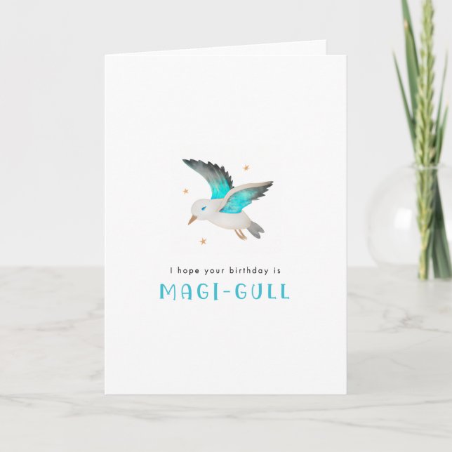 Cartão Espero que seu aniversário seja Magi-Gull Punny Se (Frente)