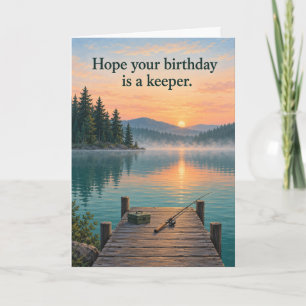 Cartão Espero que seu aniversário seja um lago de pesca p