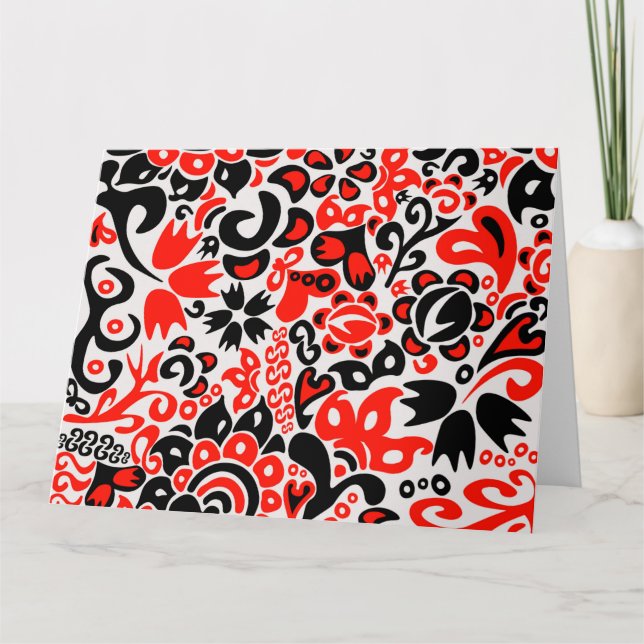 Cartão Espetáculo floral de arte popular ucraniana (Frente)