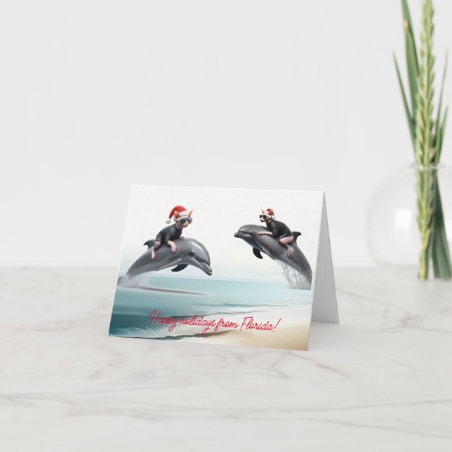 Cartão Esphynx e Dolphin de Natal (Frente)