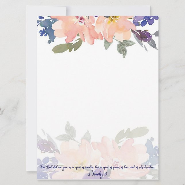 Cartão Espírito de Poder floral aquarela rosa   (Frente)